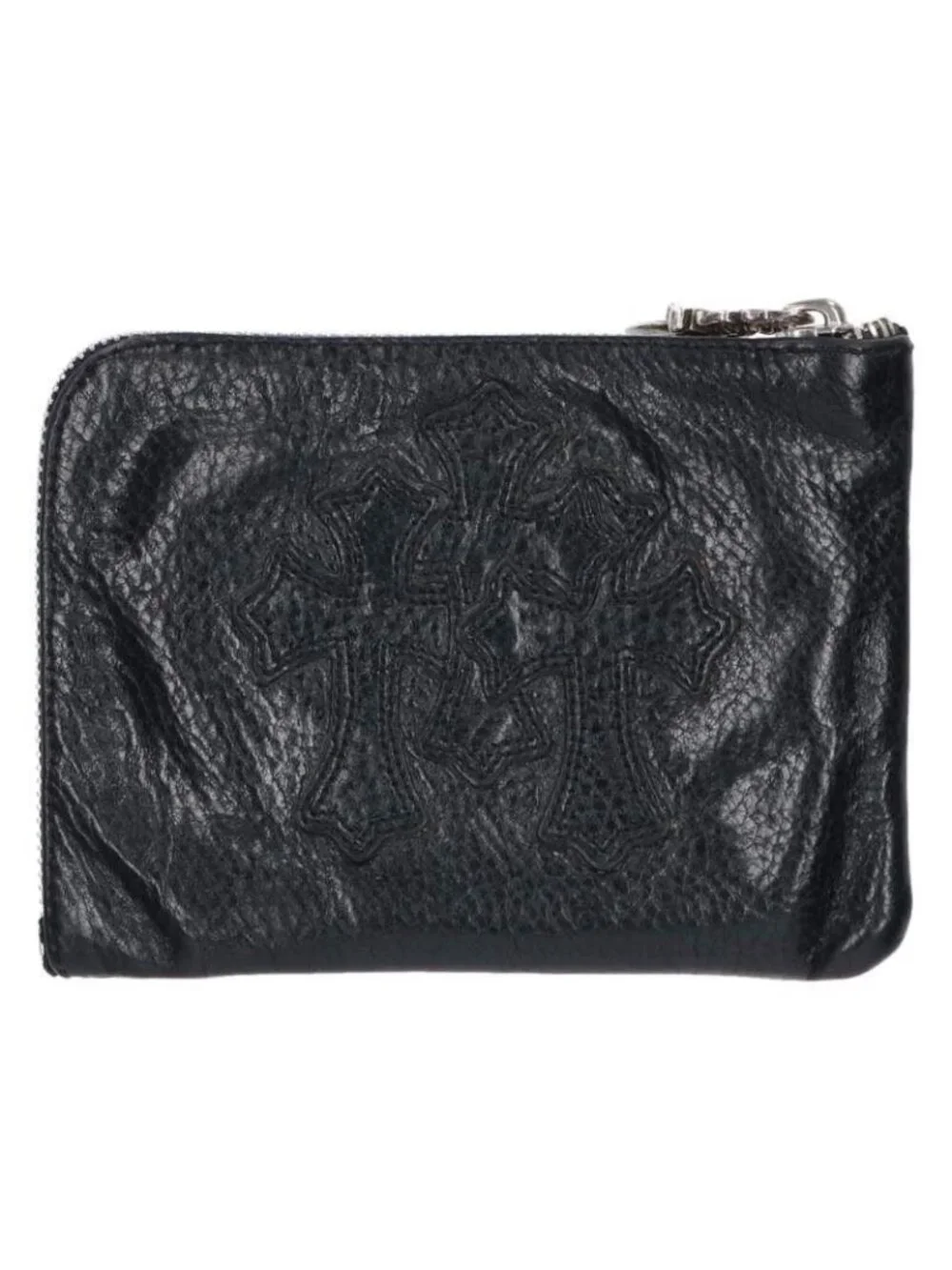 Chrome Hearts 2 Side Zip Cem 2 Zip Cemetery 3 Cross Daga Zip Leather Wallet